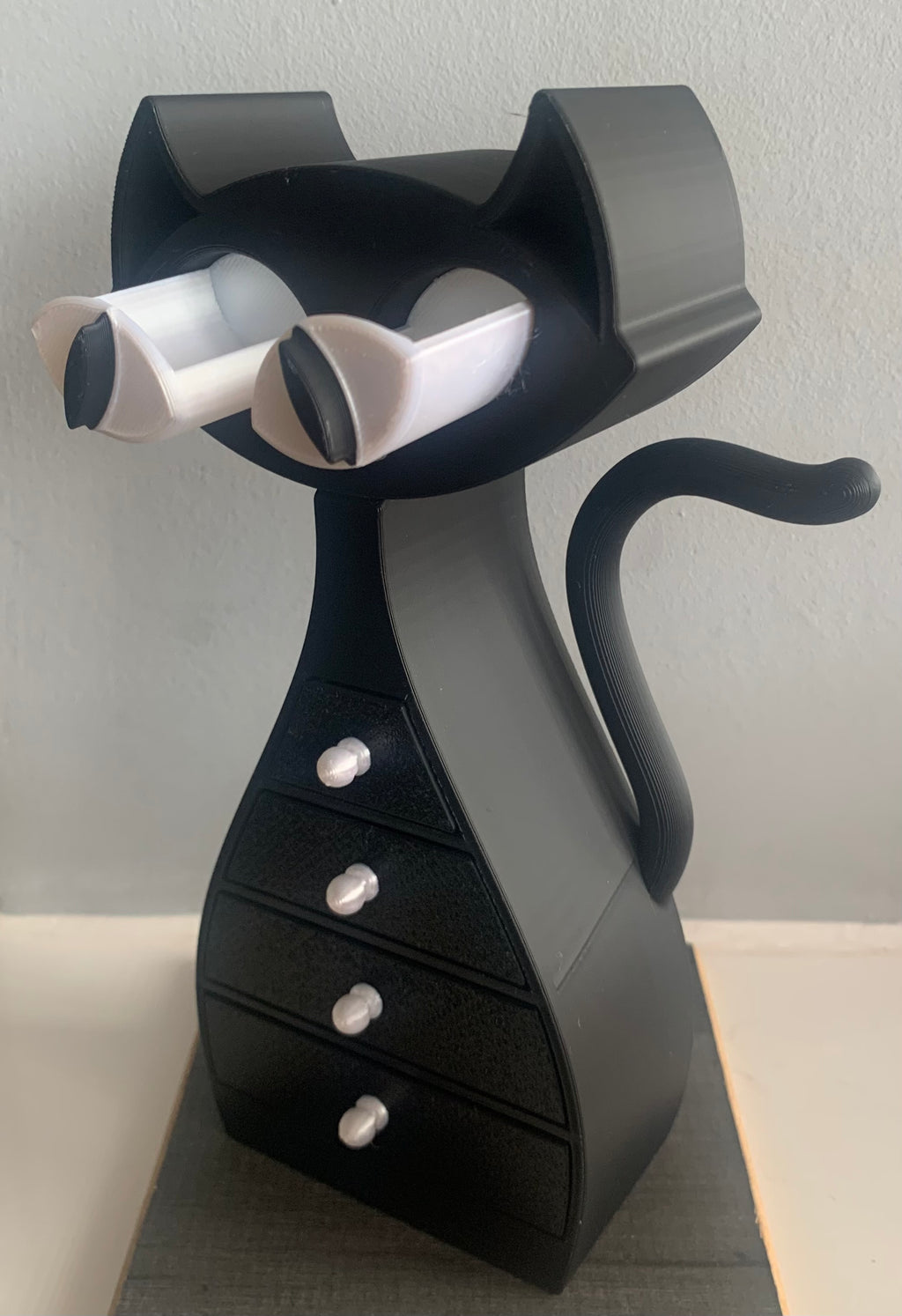 🐾 Black and White Cat Jewellery Box – 3D Printed with Love 🐾