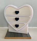 🥰 Cute White cream black handles Heart Jewellery Box 🤍