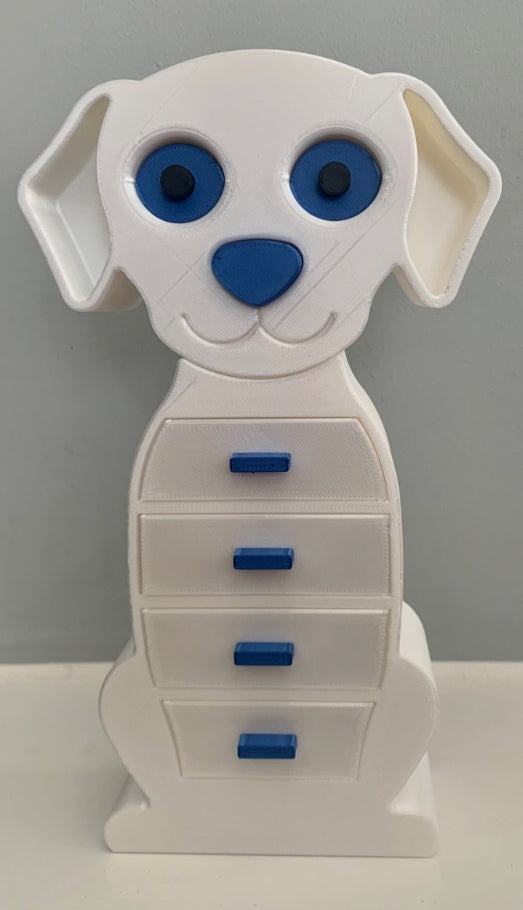 3D Printed white Labrador Jewelry Box with Secret Nose Drawer 🐶