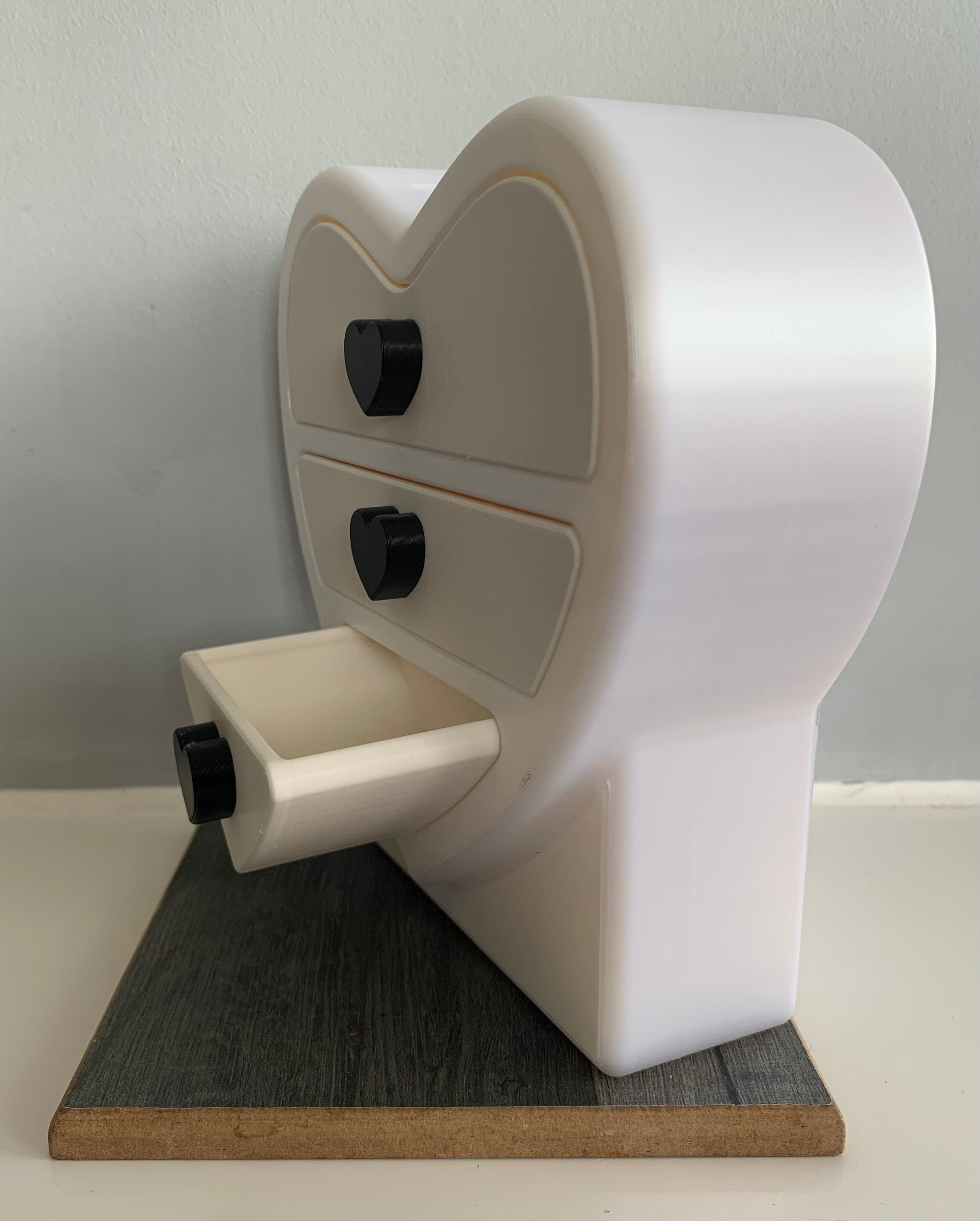 🥰 Cute White cream black handles Heart Jewellery Box 🤍