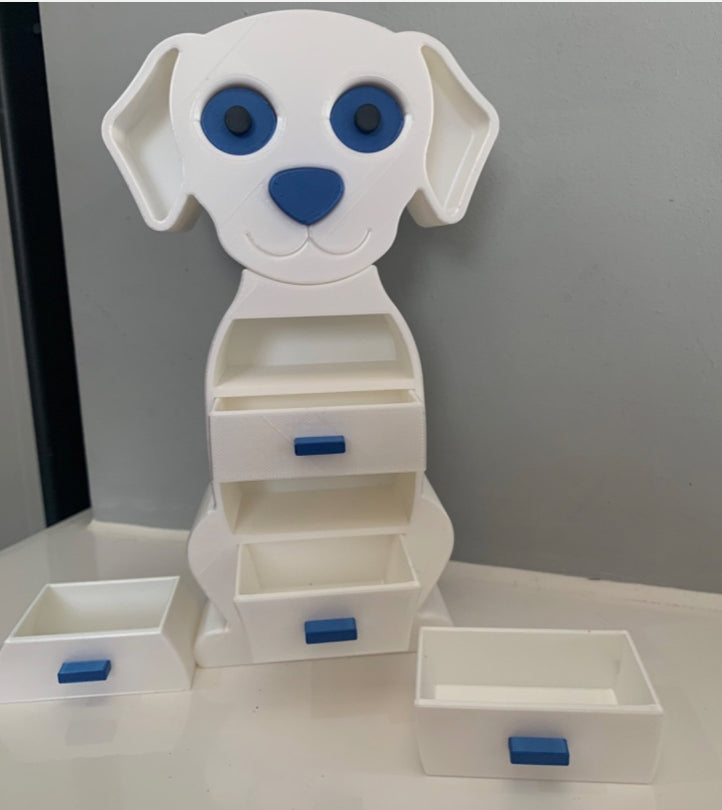 3D Printed white Labrador Jewelry Box with Secret Nose Drawer 🐶